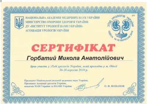 Сертифікат 2010